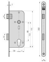 Einsteck-Zimmertürschloss - ES 920 Ö - Lochung: PZW - Stulp 18 mm abgerundet - R/L