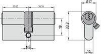 Bau-Zylinder - G101 - 30/35 mm - Profil-Doppelzylinder- Verschiedenschließend