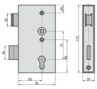Schlosskasten - SK 990 - Dornmaß: 60 - Stulpbreite: 30 mm - 2-tourig - R/L verwendbar