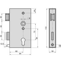 Schlosskasten - SK 990 - Dornmaß: 60 - Stulpbreite: 30 mm - 2-tourig - R/L verwendbar