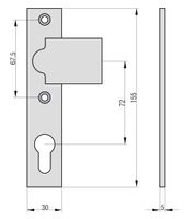 Knopfkurzschild - SK 913 - Alu F1 - Lochung: PZ - Knopf gekröpft - R/L verwendbar