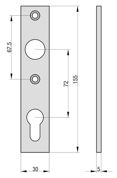 Kurzschild - SK 912 - Alu F1 - Lochung: PZ - Schildabmessung: 155x30x5 mm