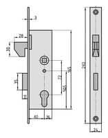 Einsteck-Hakenfallenriegelschloss - ES 988 - Lochung: PZ - Dornmaß: 40 mm - Stulp 24 mm