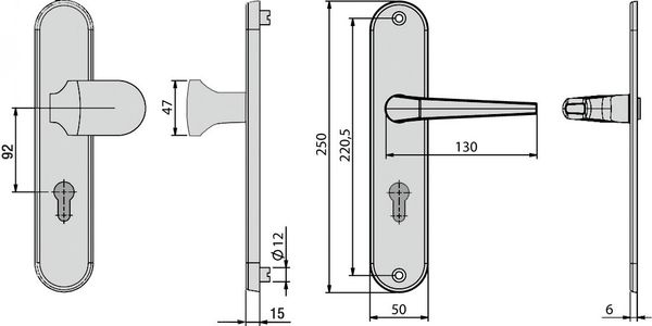 Vollmaterial-Schutzbeschlag - IROX - Wechsel-Garnitur - Lochung: PZ -92/10 mm - rund