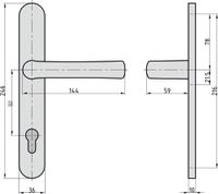 1/2-Schmalrahmen-Drücker-Garnitur (innen) - rund - Edelstahl weiß - Lochung: PZ - 92/8 mm