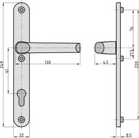 1/2-Schmalrahmen-Drücker-Garnitur (innen) - rund - Alu Edelstahlfa. - Lochung: PZ - 92/8 mm