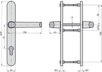 Schmalrahmen-Drücker-Garnitur - rund - Alu silber lackiert - Lochung: PZ - 92/8 mm