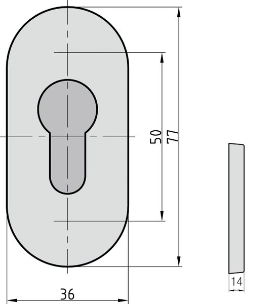 Schmalrahmen-Schutzrosette - Schutz-Schieberosette - Edelstahl - oval - 14 mm