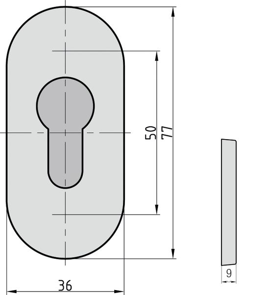 Schmalrahmen-Schutzrosette - Schutz Schieberosette - Edelstahl - oval - 9 mm