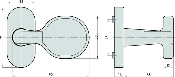 Schmalrahmen-Knopf - SR 5000 - auf Rosette - Edelstahl - oval - 8 mm - drehbar