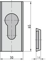 Schutz-Schieberosette - eckig - Alu weiß - 14 mm
