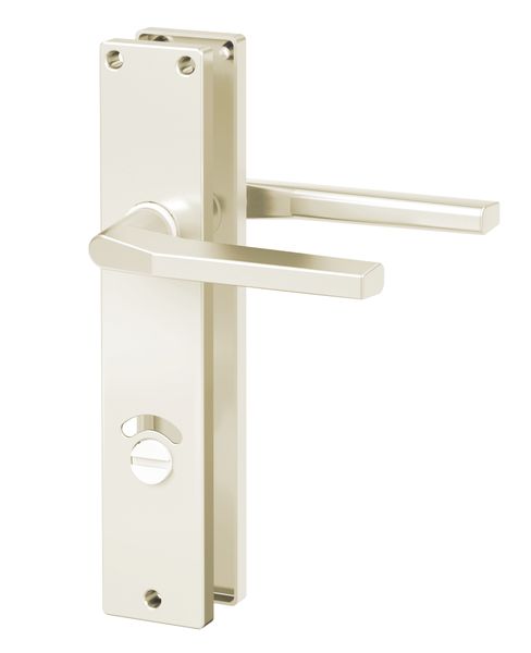 Langschild-Drücker-Garnitur - ZB 4100 - Alu F2 - eckig - Lochung: WC