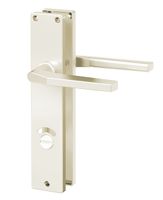 Langschild-Drücker-Garnitur - ZB 4100 - Alu F2 - eckig - Lochung: WC