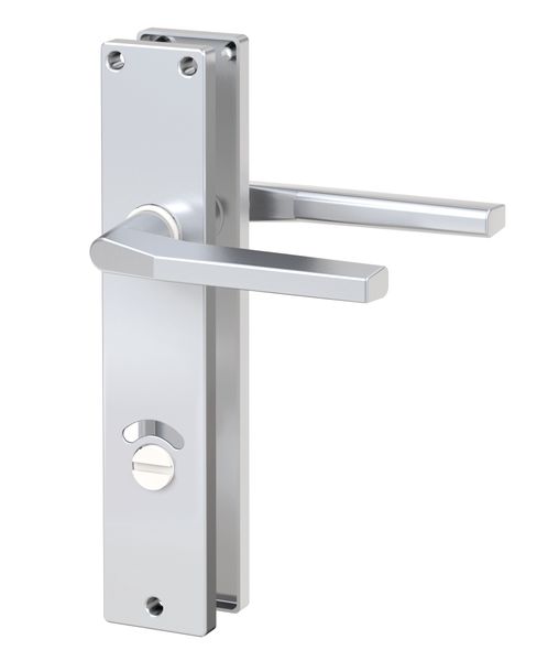 Langschild-Drücker-Garnitur - ZB 4100 - Alu F1 - eckig - Lochung: WC