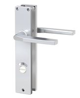 Langschild-Drücker-Garnitur - ZB 4100 - Alu F1 - eckig - Lochung: WC