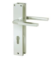 Langschild-Drücker-Garnitur - ZB 4100 - Alu F2 - eckig - Lochung: Profilzylinder