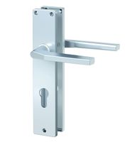 Langschild-Drücker-Garnitur - ZB 4100 - Alu F1 - eckig - Lochung: Profilzylinder