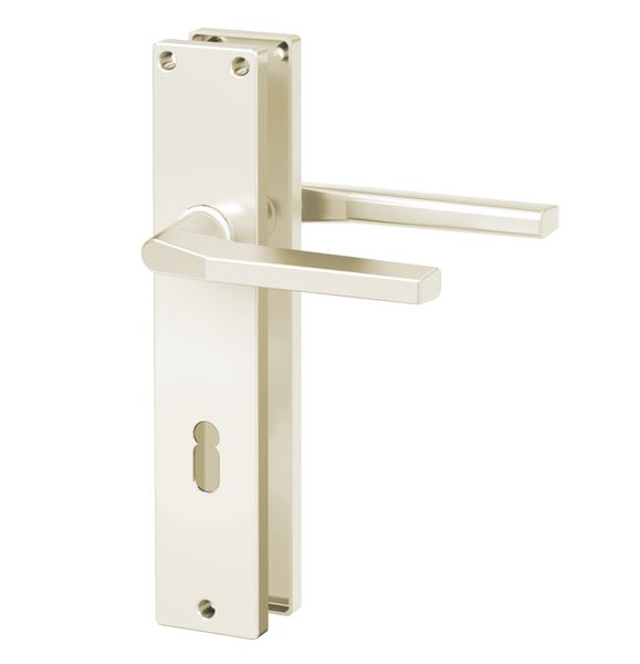 Langschild-Drücker-Garnitur - ZB 4100 - Alu F2 - eckig - Lochung: Buntbart