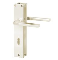 Langschild-Drücker-Garnitur - ZB 4100 - Alu F2 - eckig - Lochung: Buntbart