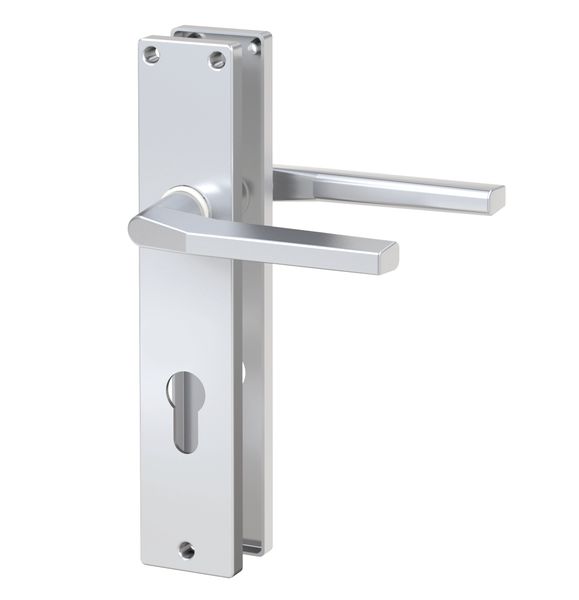 Langschild-Drücker-Garnitur - ZB 4100 - Alu F1 - eckig - Lochung: Buntbart