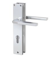 Langschild-Drücker-Garnitur - ZB 4100 - Alu F1 - eckig - Lochung: Buntbart