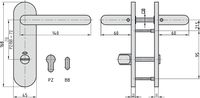 Kurzschild-Drücker-Garnitur - ZB 3800 - Edelstahl - Lochung: Profilzylinder