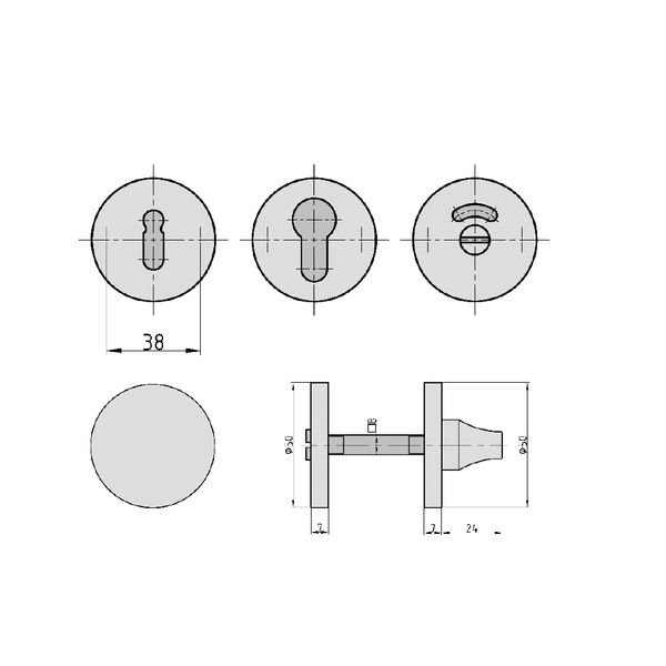 Profilzylinder Rosettenpaar - ZBR 3110 (Lochung - Profilzylinder)