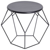 Couchtisch Beistelltisch Satztisch Nachttisch rund Aufbewahrung Metallkorb Wohnzimmer Schlafzimmer 51 x 51 x 44 cm