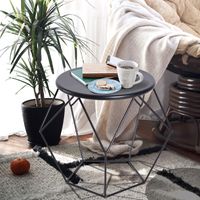 Couchtisch Beistelltisch Nachttisch rund Aufbewahrung Metallkorb Schlafzimmer  51 x 51 x 44 cm