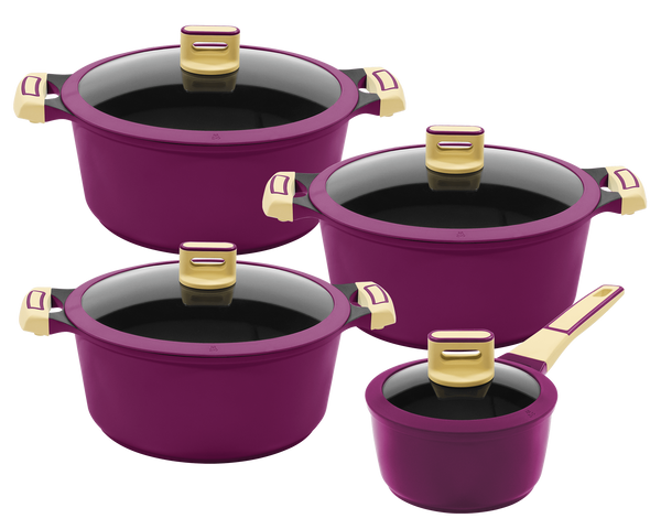 8tlg. Kochtopfset GOURMET AUBERGINE