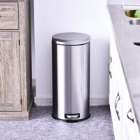 Abfalleimer Mülleimer Treteimer mit Inneneimer 30 L Soft Schließen Edelstahl PP Ø29,2 x H62,5 cm