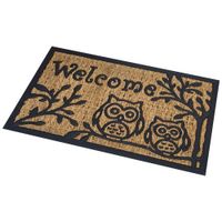 Bella Casa Kokos-Gummimatte, ca. 40 x 60 cm - "Welcome" Eulen
