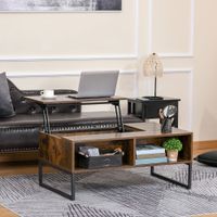 Couchtisch Wohnzimmertisch Kaffeetisch mit Höhenverstellbarer Spanplatte Braun 100 x 60 x 44 cm