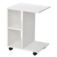 Beistelltisch in C-Form, Kaffeetisch, Couchtisch, Standtisch, Eckschreibtisch, Weiß