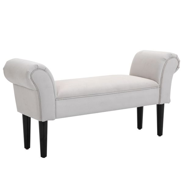 Sitzbank für Schlafzimmer, Bettbank, Polsterbank, MDF, Schaumstoff, Grau, 102 x 31 x 51 cm