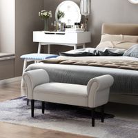 Sitzbank für Schlafzimmer, Bettbank, Polsterbank, MDF, Schaumstoff, Grau, 102 x 31 x 51 cm