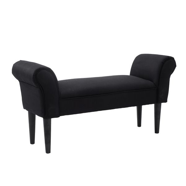 Sitzbank für Schlafzimmer, Bettbank, Polsterbank, MDF, Schaumstoff, Schwarz, 102 x 31 x 51 cm