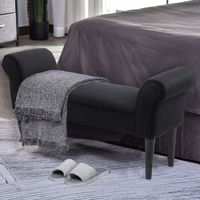 Sitzbank für Schlafzimmer, Bettbank, Polsterbank, MDF, Schaumstoff, Schwarz, 102 x 31 x 51 cm