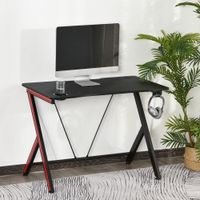Gaming-Tisch Schreibtisch mit Kopfhörerhaken Getränkehalterung Stahl + MDF Schwarz 105 x 55 x 75 cm