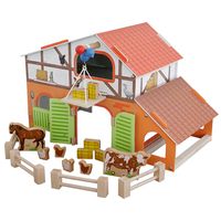 Bauernhof 'Farm, Set mit Scheune, Stall, Heuboden, Zaun & 6 Bauernhoftieren