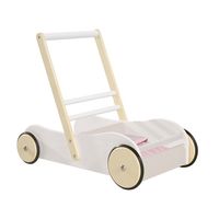 Lauflernwagen 'Scarlett', Kinderwagen für Puppen. Puppenwagen weiß lackiert mit rosa Textilien