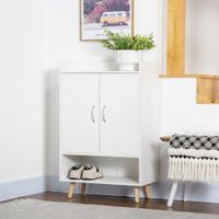 Schuhschrank Schuhregal mit Türen und Regalen für Flur und Eingangsbereich, Schuhkommode, Weiß