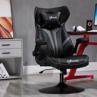 Gaming Stuhl mit Wippenfunktion Drehstuhl höhenverstellbar Stahl Schwarz+Grau 67 x 75 x 106-112 cm