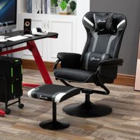 Relaxsessel mit Hocker, Fernsehsessel, Polstersessel, 130° neigbar, Schwarz+Grau, 67 x 82,5 x 103 cm