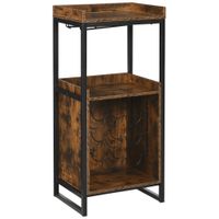 Weinregal 9 Flaschen-Weinschrank Flaschenregal mit 2 offenen Regalen und Glashalter Schwarz+Braun 52 x 40 x 113 cm