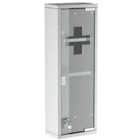 Medizinschrank Arzneischrank Erste-Hilfe-Schrank mit Schloss 3 Fächer Mattglas 430 Edelstahl+gehärtete Glastür Silber 20 x 12 x 58 cm