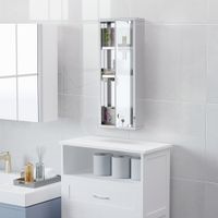 Medizinschrank mit Schloss 3 Fächer Mattglas 430 Edelstahl+gehärtete Glastür Silber 20 x 12 x 58 cm