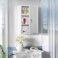 Medizinschrank Arzneischrank Erste-Hilfe-Schrank mit Schloss 3 Fächer Stahl Weiß 40 x 18 x 60 cm