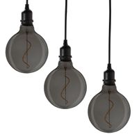 3er Set Glaskugel Glow smokey mit Netzstecker