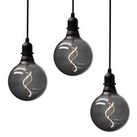 3er Set Glaskugel Glow smokey Batteriebetrieben